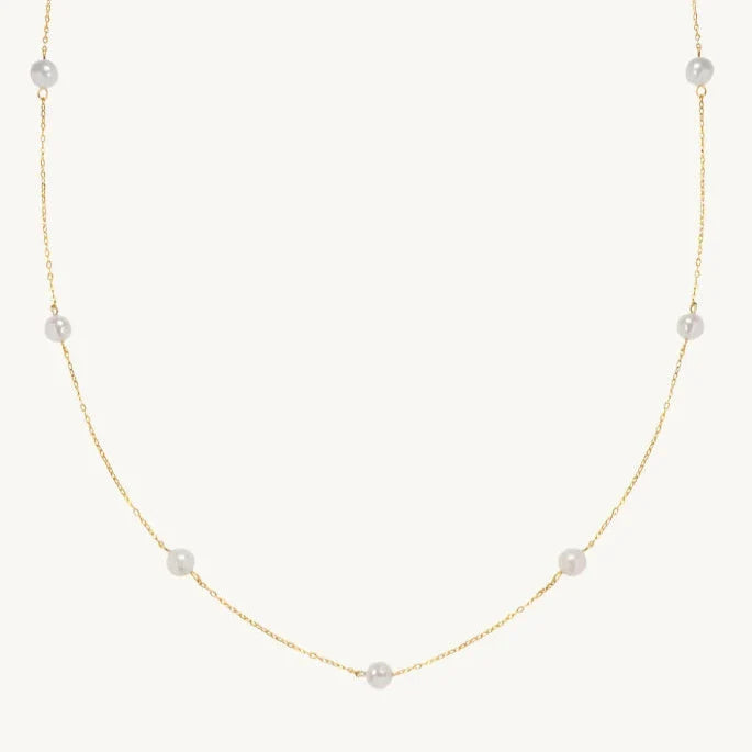 Round Freshwater Pearl Gold Chain Necklace