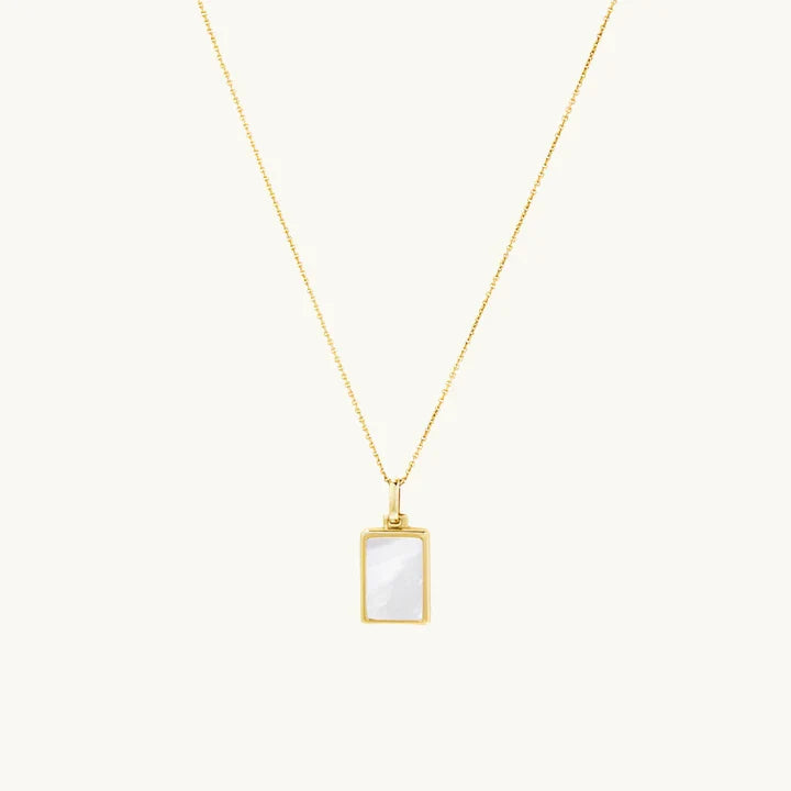 Rectangle Pearl Pendant Necklace