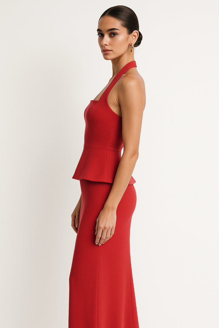 Two-Piece Dress Top and Long Skirt