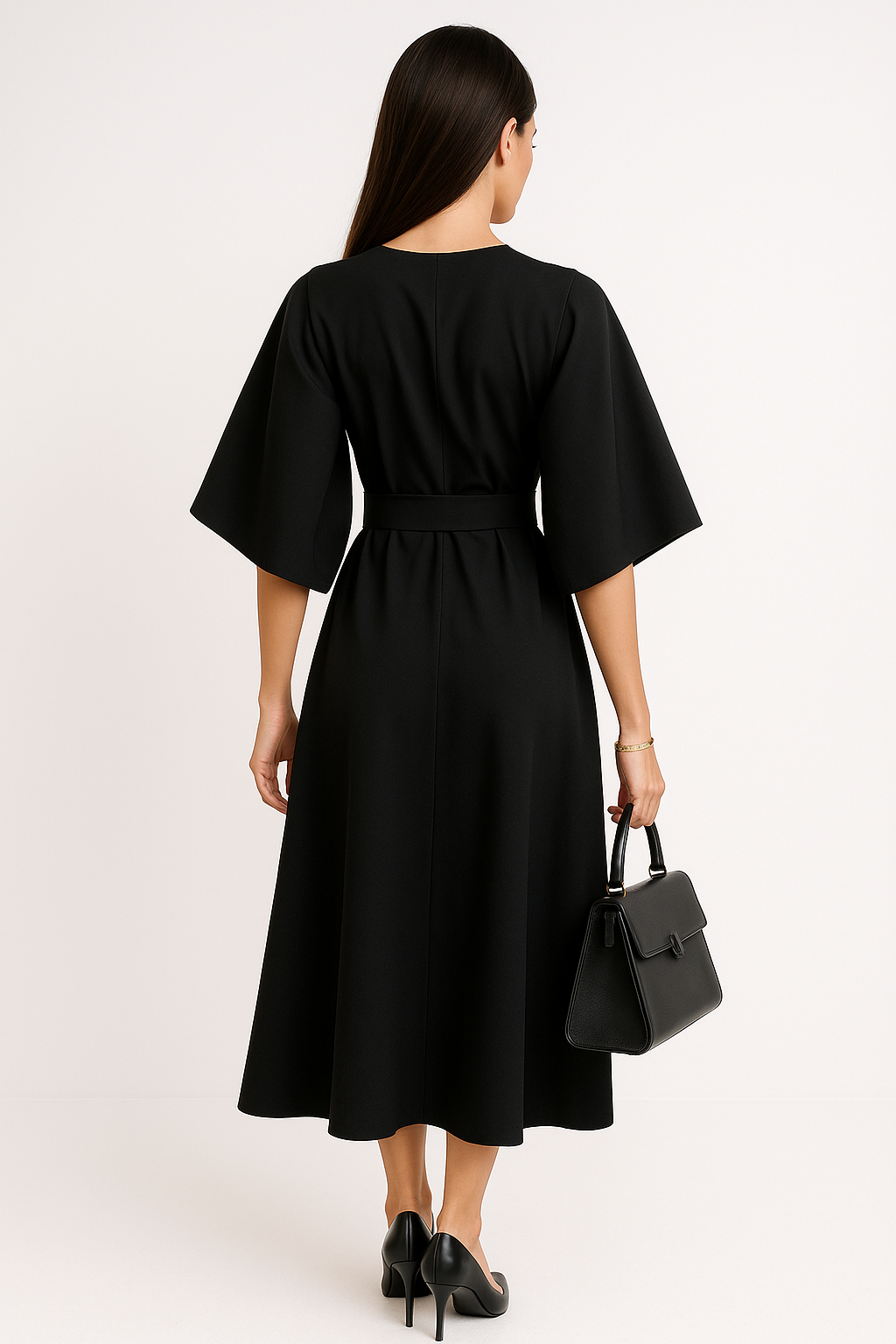 Crew Neck Midi Office Dress