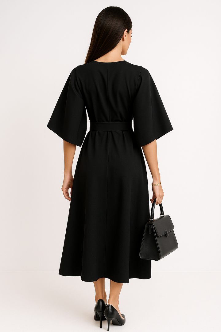 Crew Neck Midi Office Dress