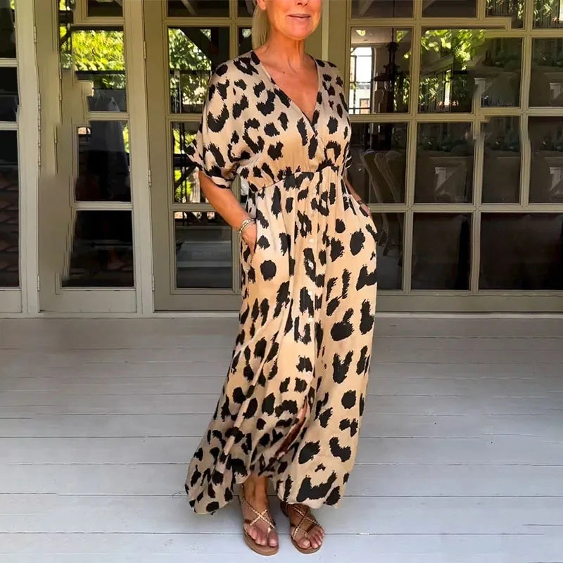 Helga - Leopard Print Maxi Dress
