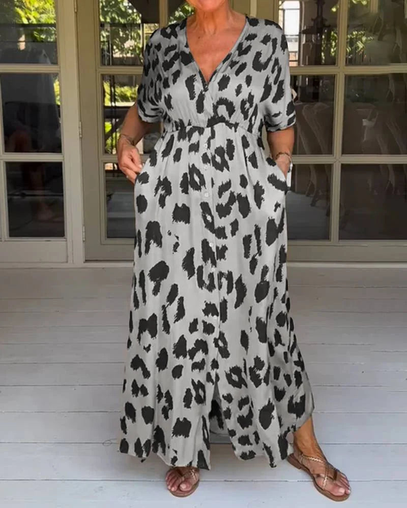 Helga - Leopard Print Maxi Dress