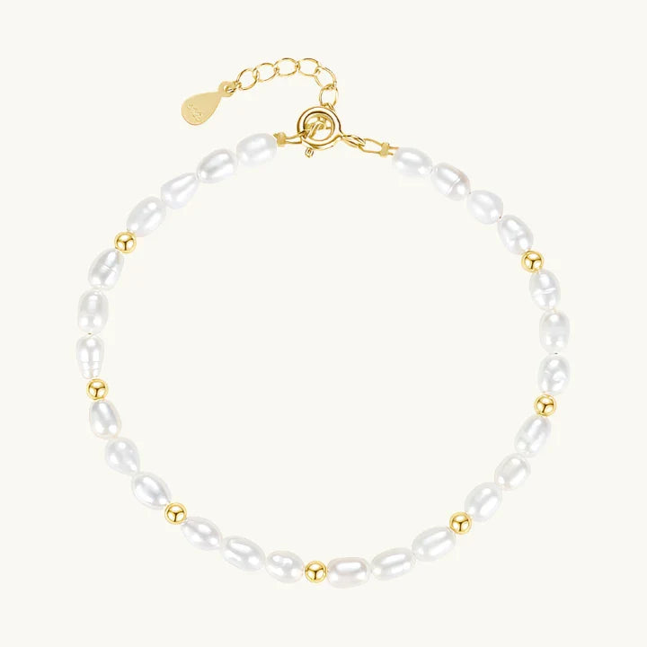 Freshwater Pearl and Gold Beaded Bracelet