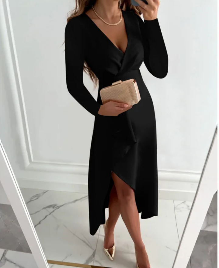 Dina Elegant Draped Midi Dress