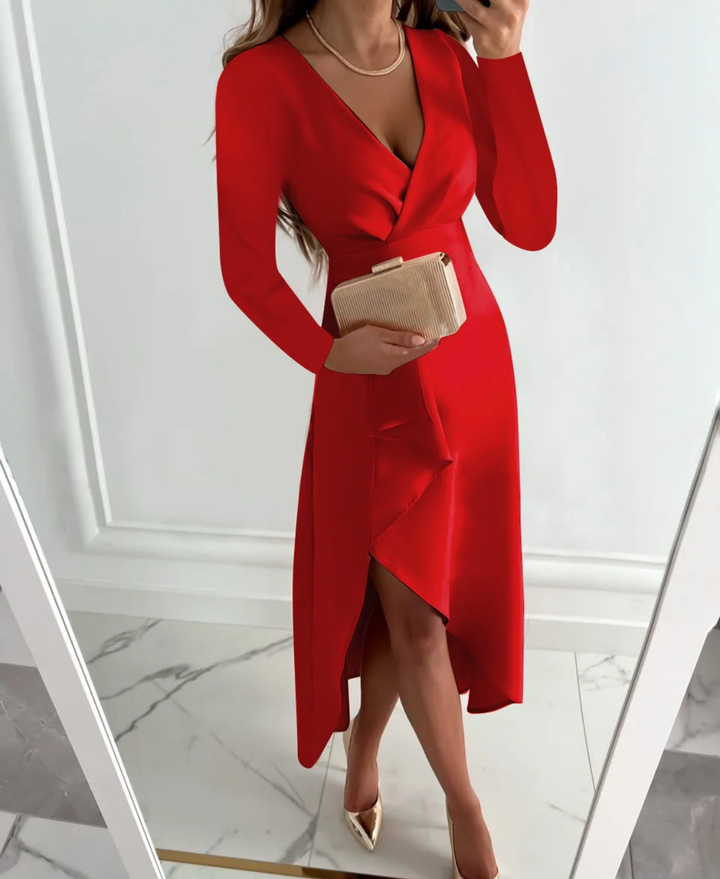 Dina Elegant Draped Midi Dress