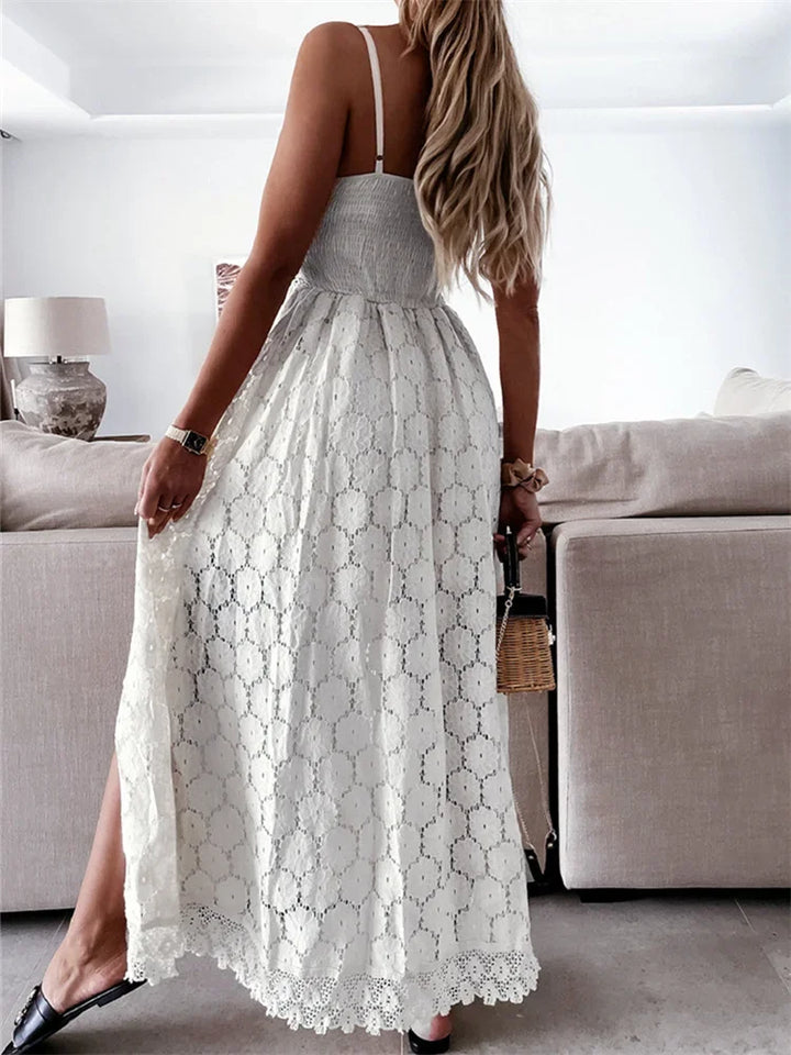Isla Lace Overlay Romper Dress