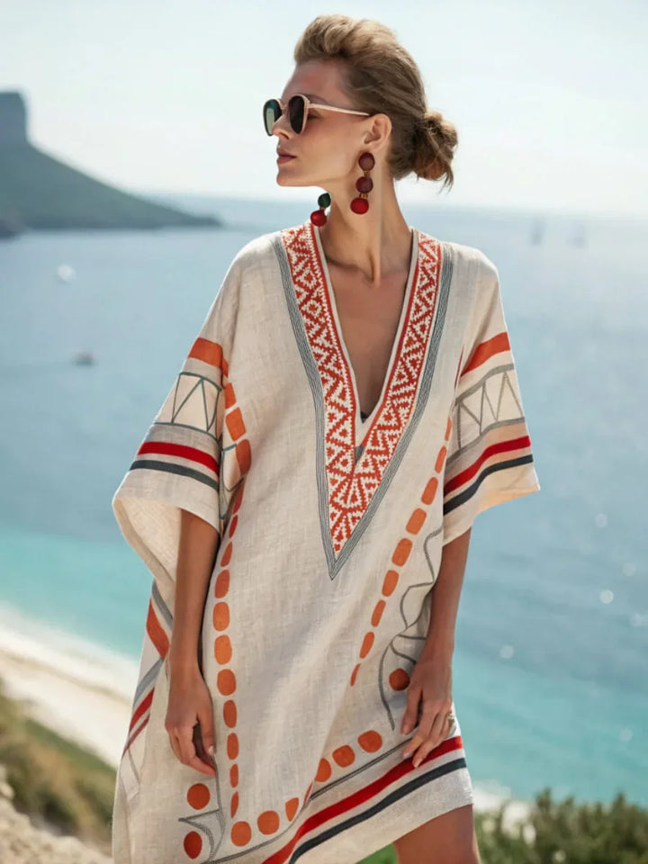 Santorini Breeze Kaftan Dress