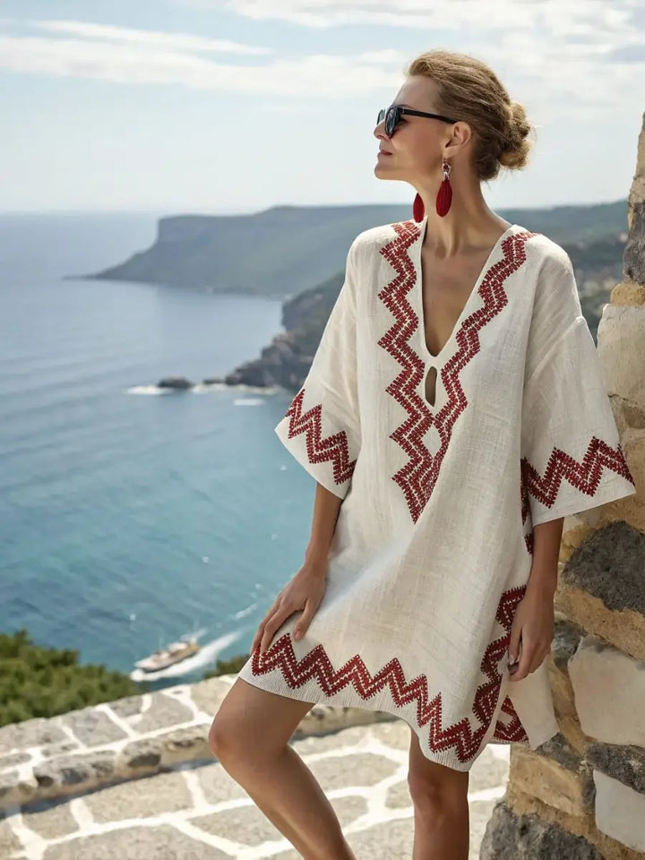 Santorini Breeze Kaftan Dress