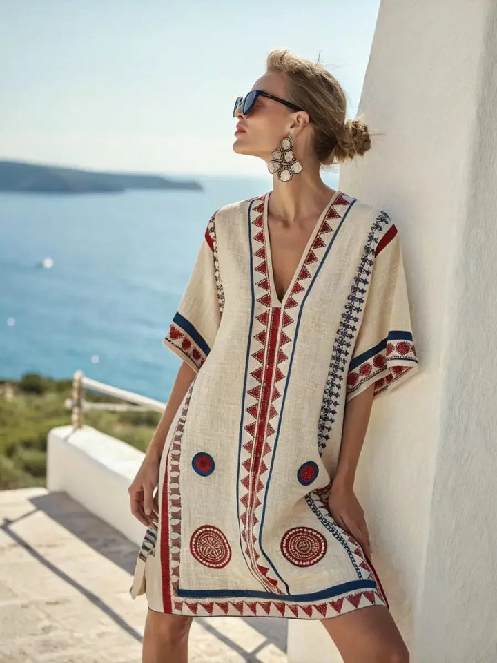 Santorini Breeze Kaftan Dress