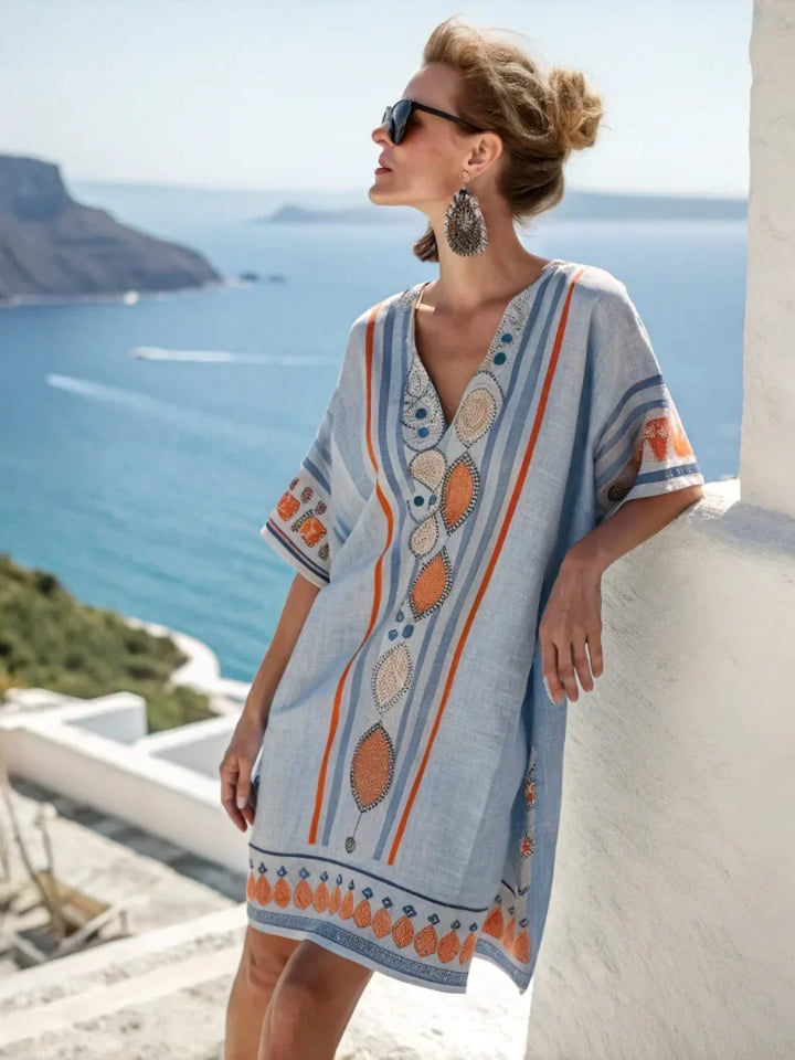 Santorini Breeze Kaftan Dress