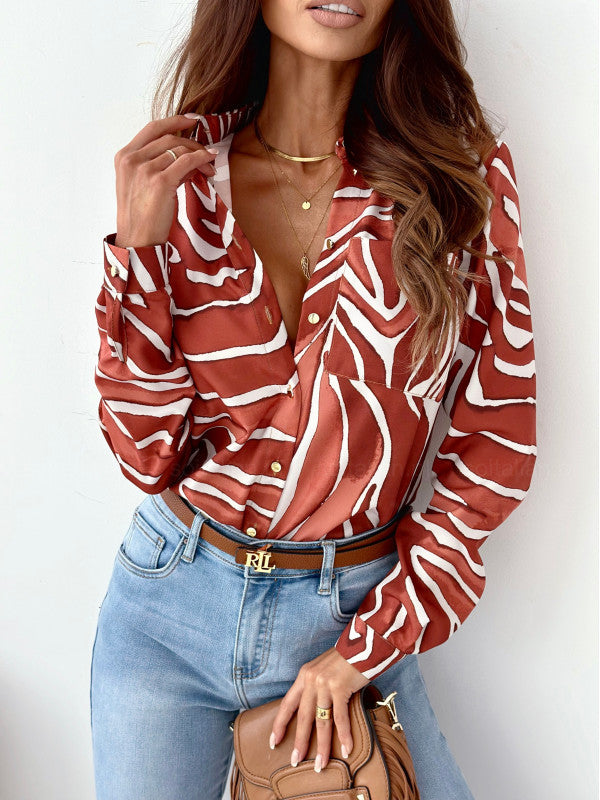 Nina | Elegant Women's Blouse with Satin Print