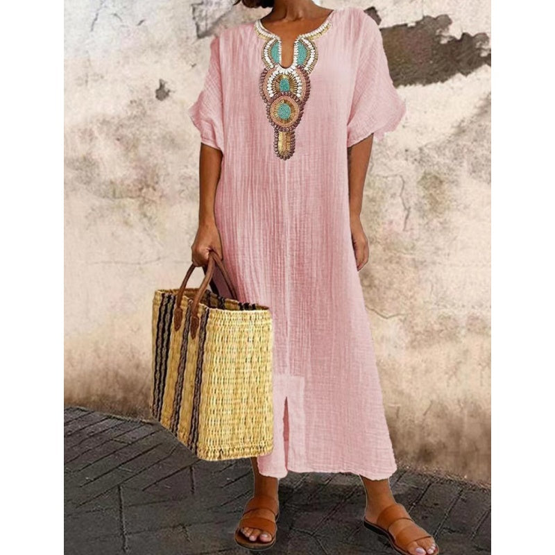 Zahara Boho Embroidered Maxi Dress