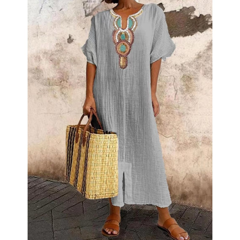 Zahara Boho Embroidered Maxi Dress