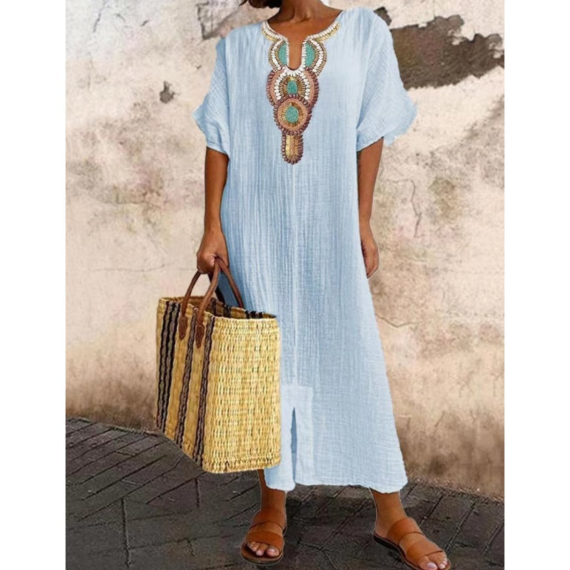 Zahara Boho Embroidered Maxi Dress